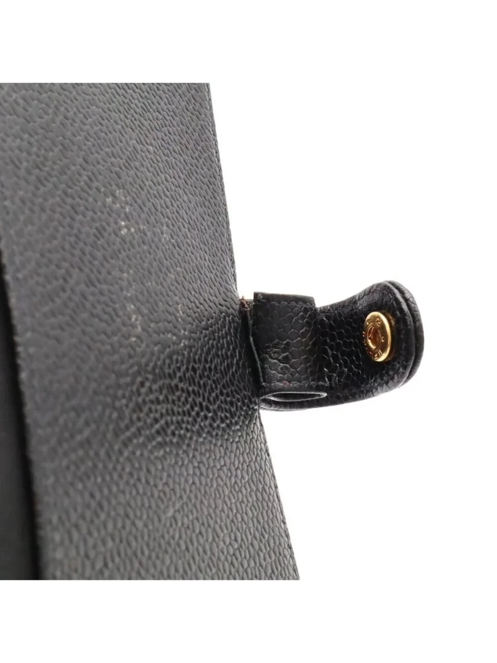Chanel CC Logo Agenda Notebook Cover Hole System Caviar Leather Black Gold